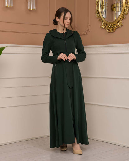 brada-Stoff Manto mit Bolero-Reißverschluss und Satinfutter 1225 - Khaki