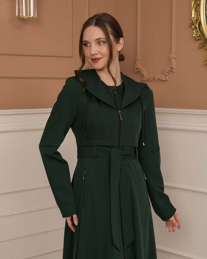 brada-Stoff Manto mit Bolero-Reißverschluss und Satinfutter 1225 - Khaki