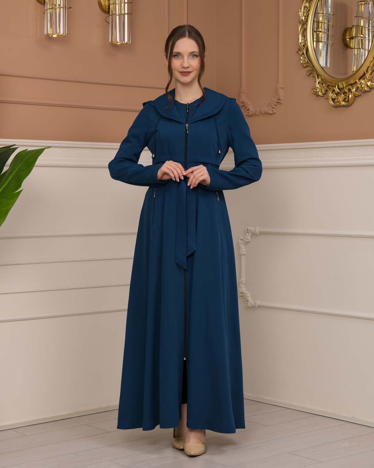 brada-Stoff Manto mit Bolero-Reißverschluss und Satinfutter 1225 - Türkis