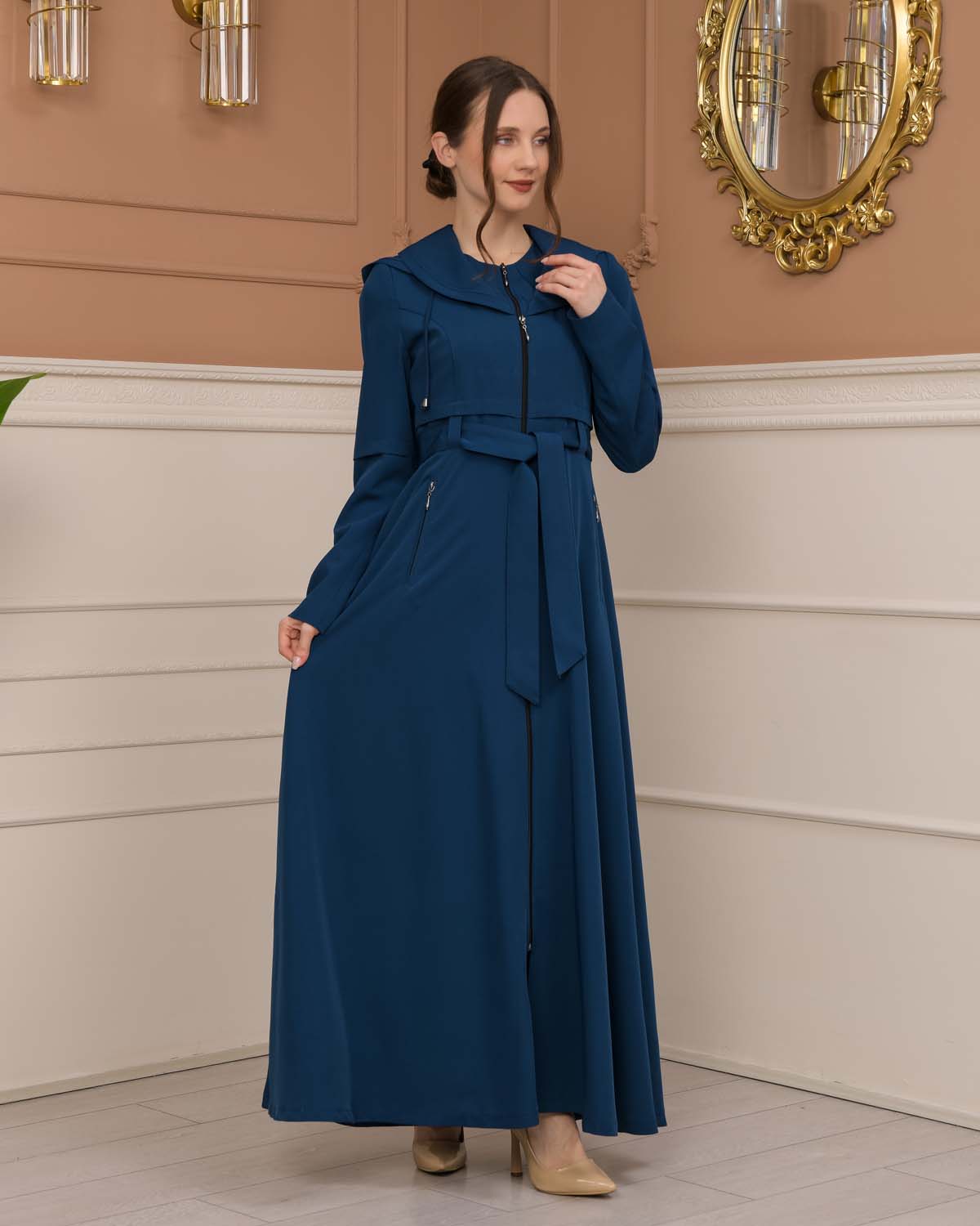 brada-Stoff Manto mit Bolero-Reißverschluss und Satinfutter 1225 - Türkis