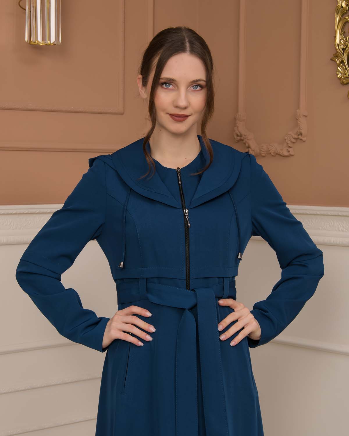 brada-Stoff Manto mit Bolero-Reißverschluss und Satinfutter 1225 - Türkis