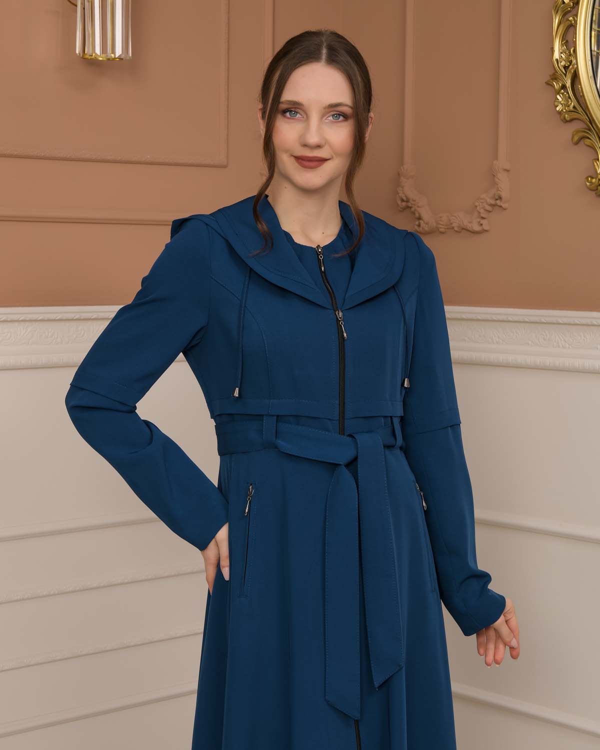 brada-Stoff Manto mit Bolero-Reißverschluss und Satinfutter 1225 - Türkis