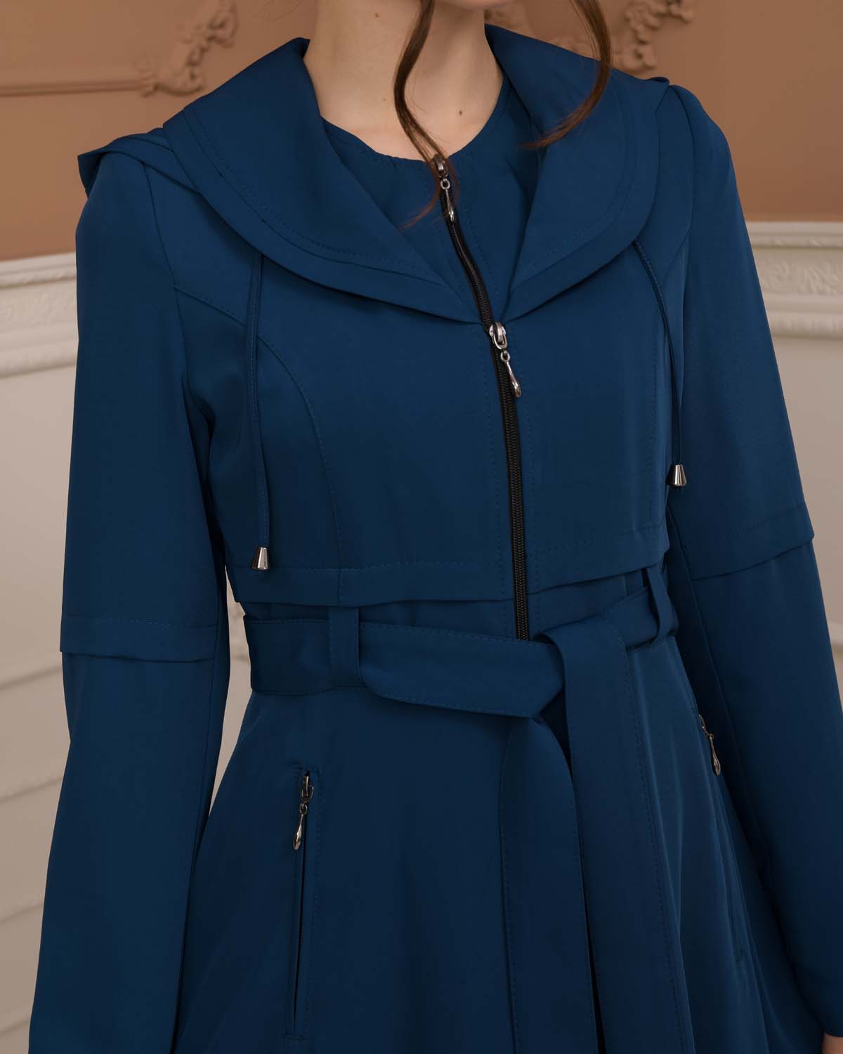 brada-Stoff Manto mit Bolero-Reißverschluss und Satinfutter 1225 - Türkis