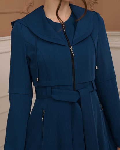 brada-Stoff Manto mit Bolero-Reißverschluss und Satinfutter 1225 - Türkis