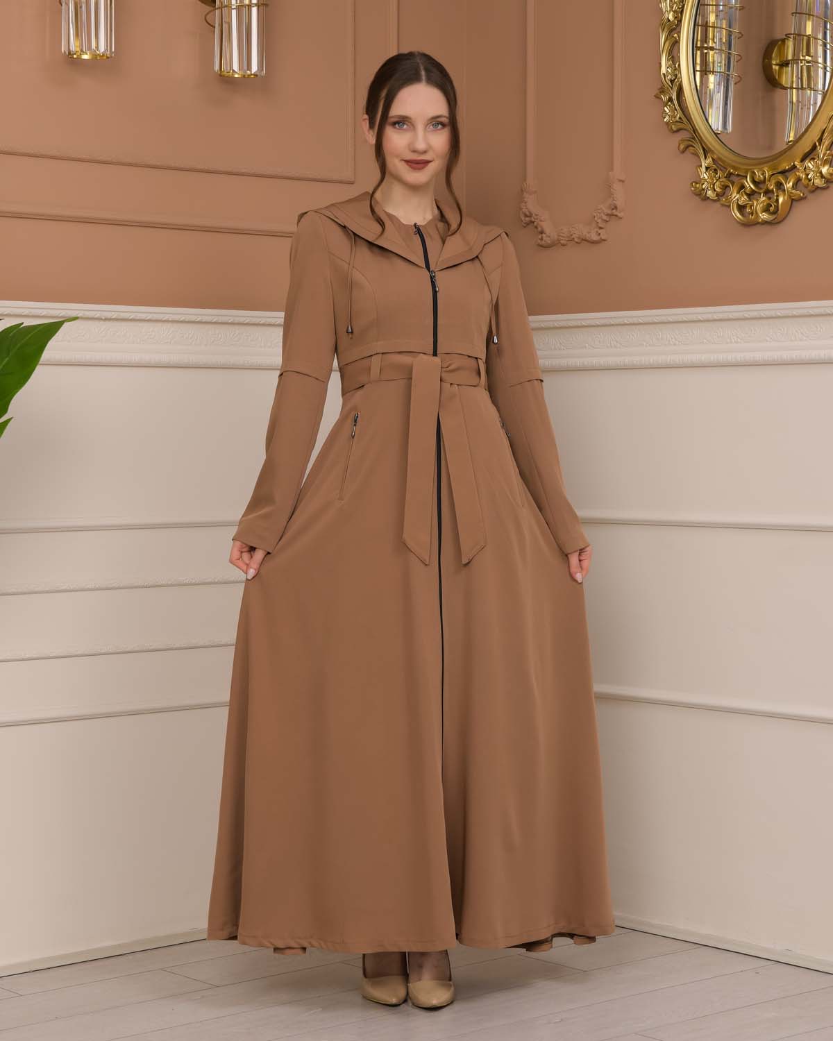 brada-Stoff Manto mit Bolero-Reißverschluss und Satinfutter 1225 - Beige