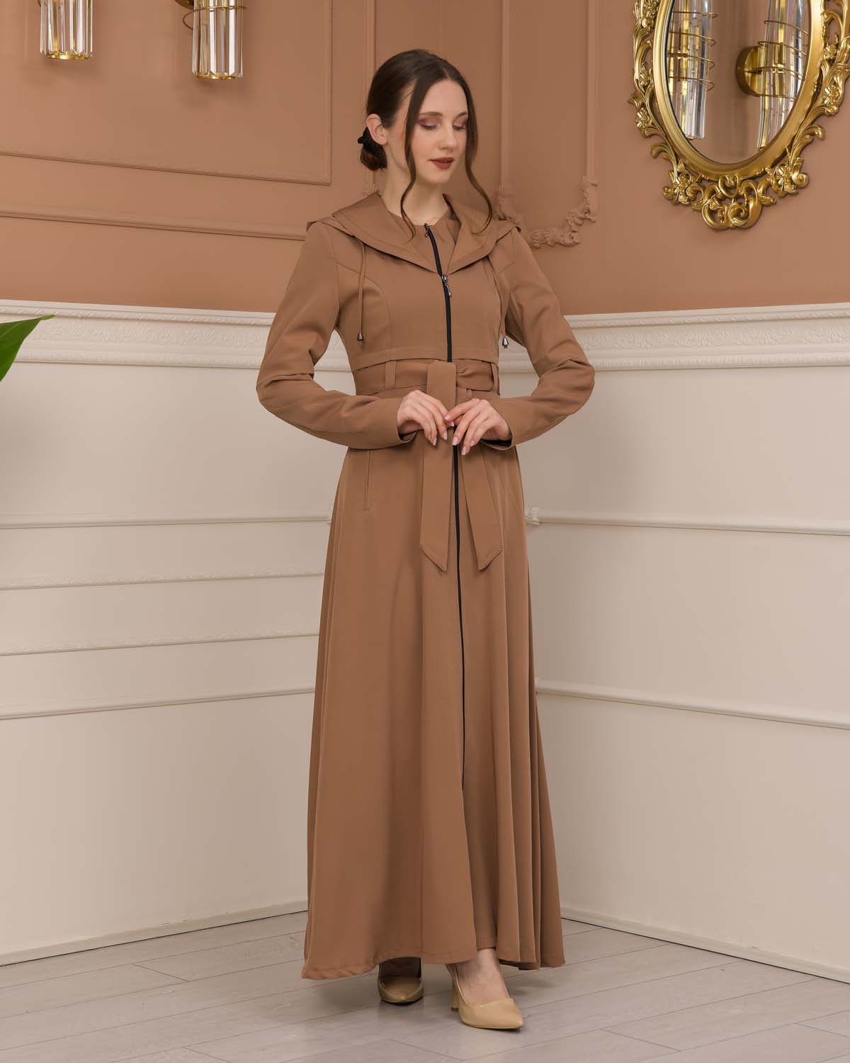 brada-Stoff Manto mit Bolero-Reißverschluss und Satinfutter 1225 - Beige