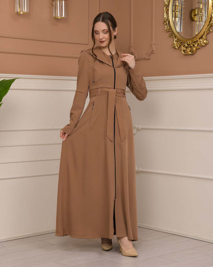 brada-Stoff Manto mit Bolero-Reißverschluss und Satinfutter 1225 - Beige