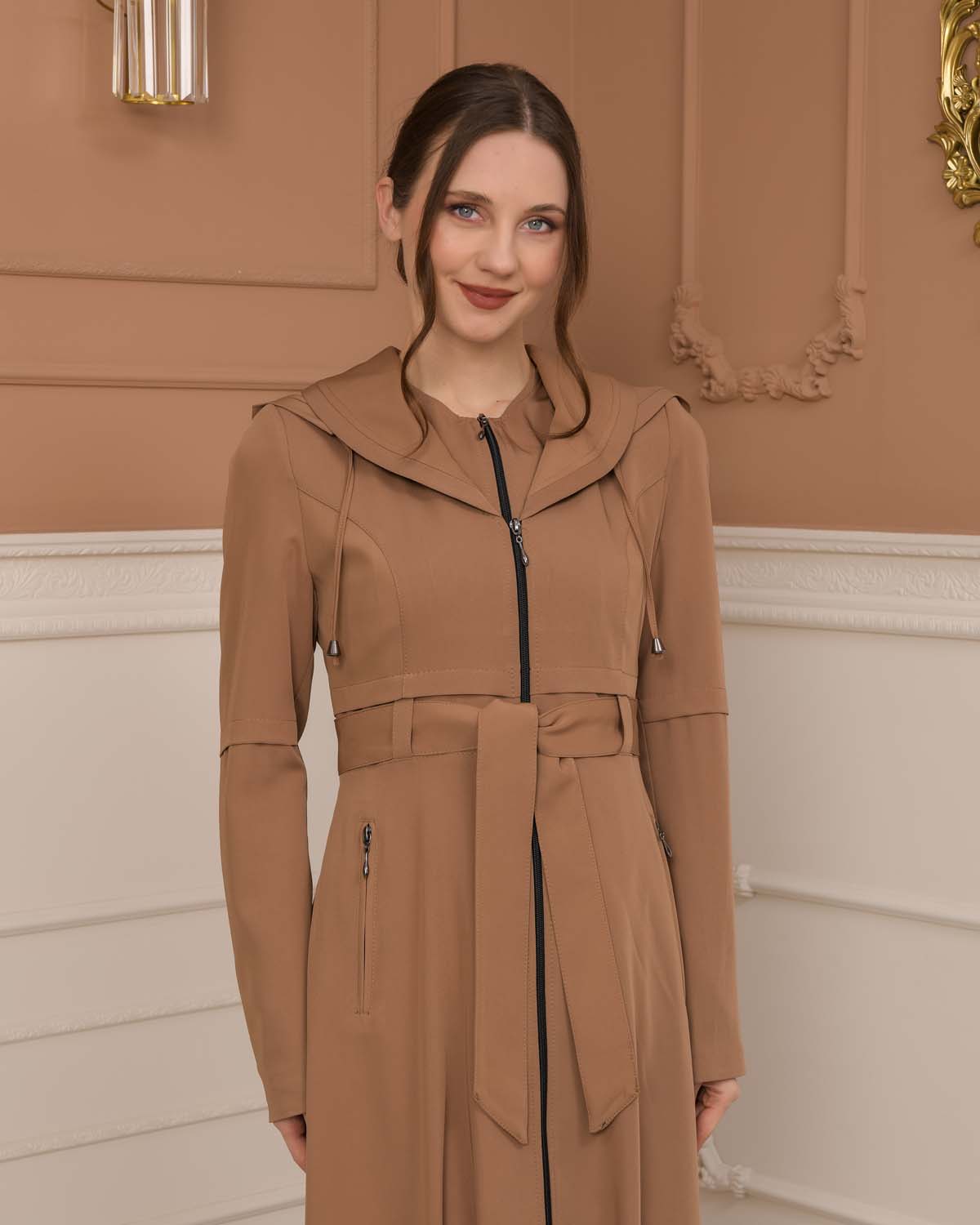 brada-Stoff Manto mit Bolero-Reißverschluss und Satinfutter 1225 - Beige