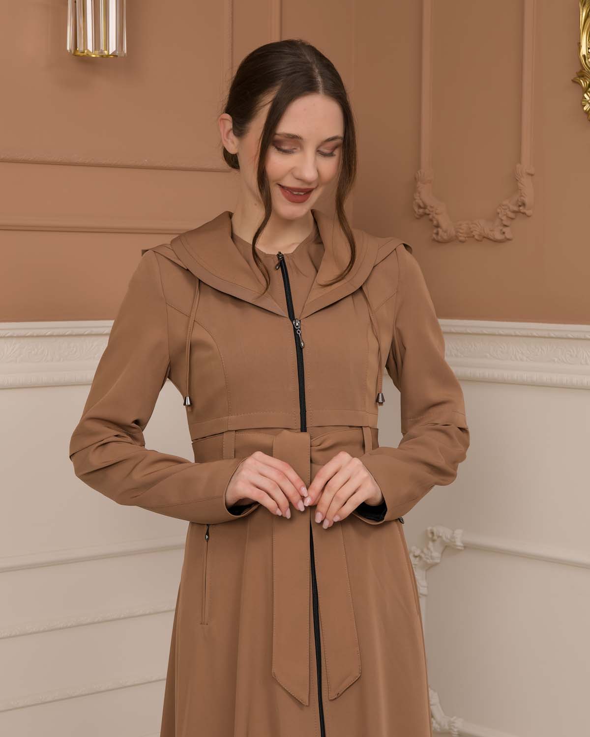 brada-Stoff Manto mit Bolero-Reißverschluss und Satinfutter 1225 - Beige