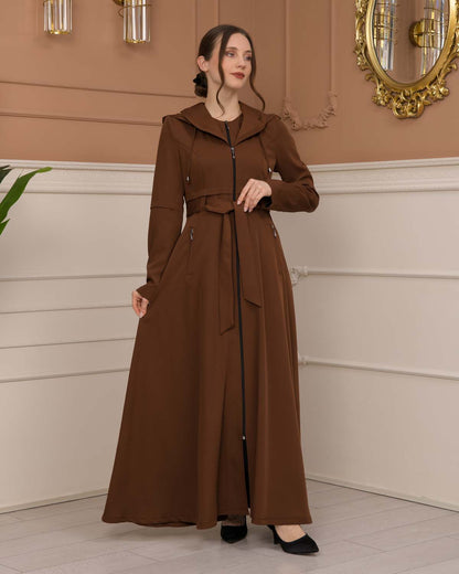 brada-Stoff Manto mit Bolero-Reißverschluss und Satinfutter 1225 - Cognac