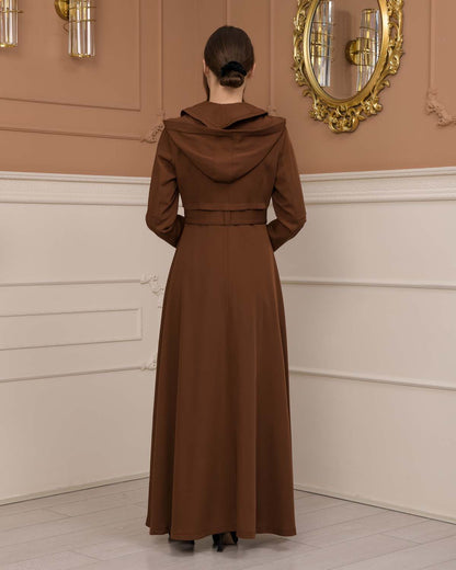 brada-Stoff Manto mit Bolero-Reißverschluss und Satinfutter 1225 - Cognac