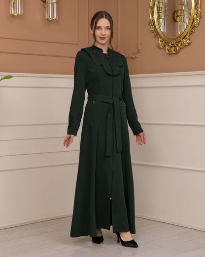 Luxuriöser Prada-Stoff Manto mit Satinfutter und Kapuze 1226 - Khaki