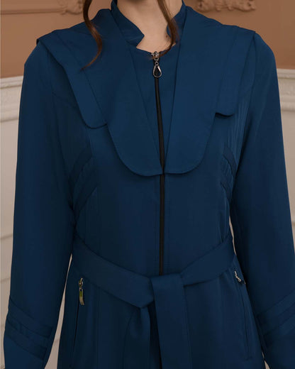 Luxuriöser Prada-Stoff Manto mit Satinfutter und Kapuze 1226 - Türkis