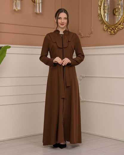 Luxuriöser Prada-Stoff Manto mit Satinfutter und Kapuze 1226 - Cognac