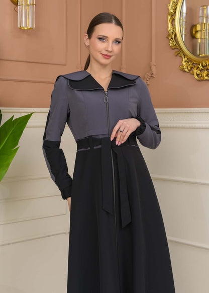 Damen Trenchcoat Frühling/Sommer Ausgestellt (Cloche) Koreanisches Parachute-Gewebe mit Stehkragen 1229 - Anthrazit