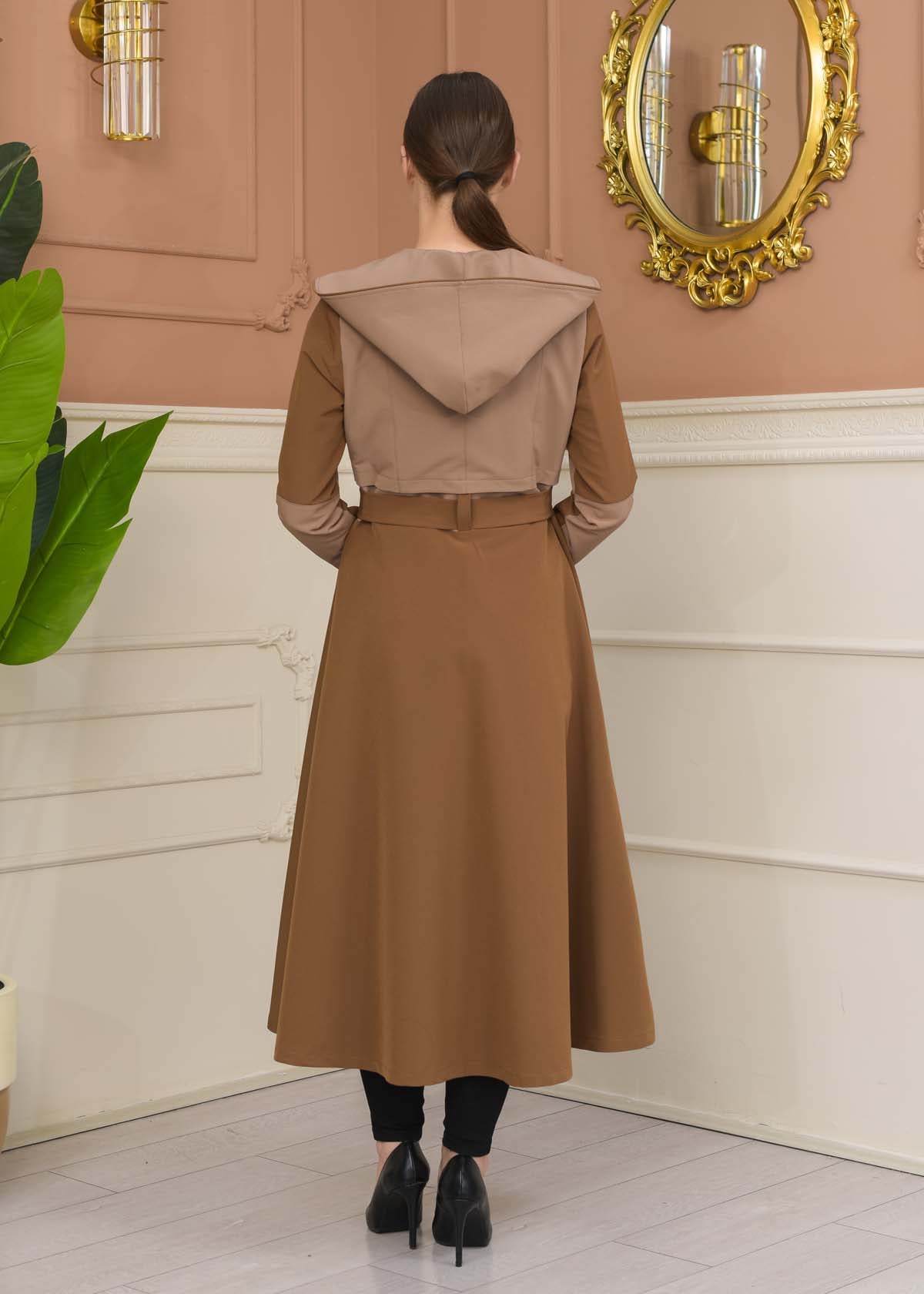 Damen Trenchcoat Frühling/Sommer Ausgestellt (Cloche) Koreanisches Parachute-Gewebe mit Stehkragen 1229 - Beige