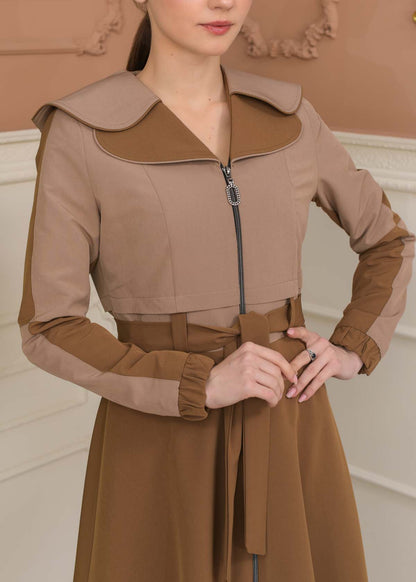 Damen Trenchcoat Frühling/Sommer Ausgestellt (Cloche) Koreanisches Parachute-Gewebe mit Stehkragen 1229 - Beige