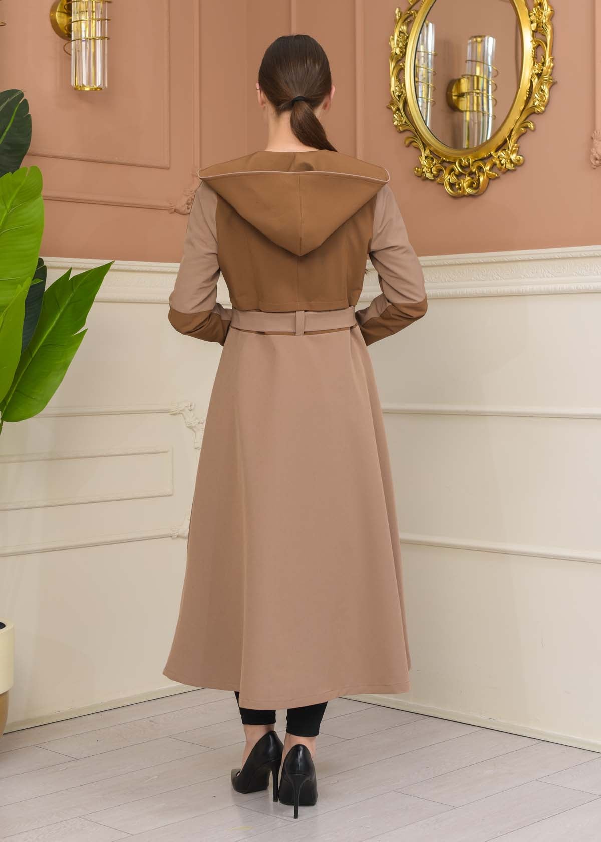 Damen Trenchcoat Frühling/Sommer Ausgestellt (Cloche) Koreanisches Parachute-Gewebe mit Stehkragen 1229 - Cognac