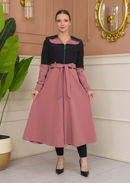 Damen Trenchcoat Frühling/Sommer Ausgestellt (Cloche) Koreanisches Parachute-Gewebe mit Stehkragen 1229 - Schwarz