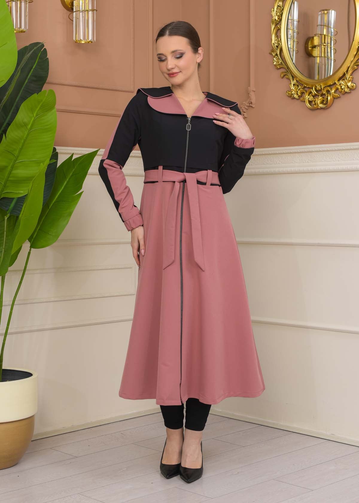 Damen Trenchcoat Frühling/Sommer Ausgestellt (Cloche) Koreanisches Parachute-Gewebe mit Stehkragen 1229 - Schwarz