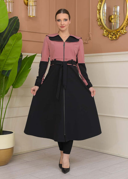 Damen Trenchcoat Frühling/Sommer Ausgestellt (Cloche) Koreanisches Parachute-Gewebe mit Stehkragen 1229 - Rosa