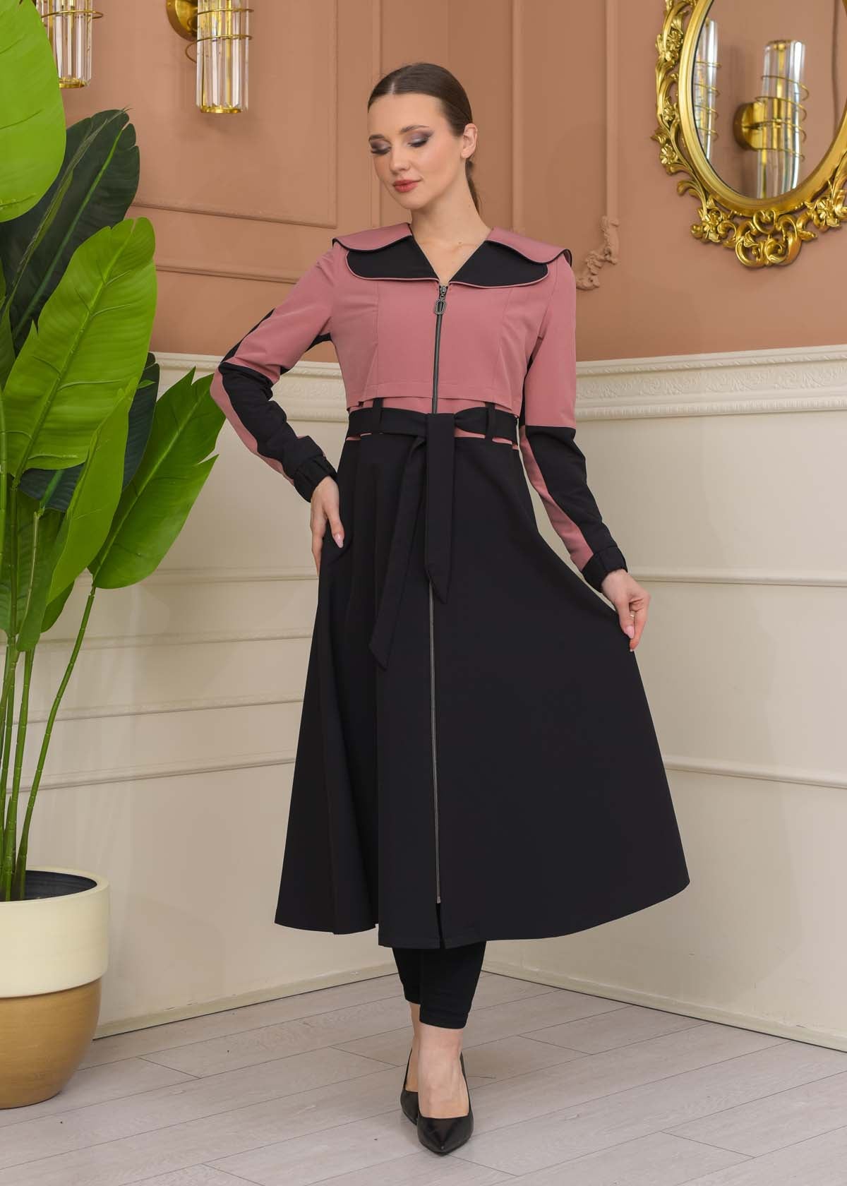 Damen Trenchcoat Frühling/Sommer Ausgestellt (Cloche) Koreanisches Parachute-Gewebe mit Stehkragen 1229 - Rosa