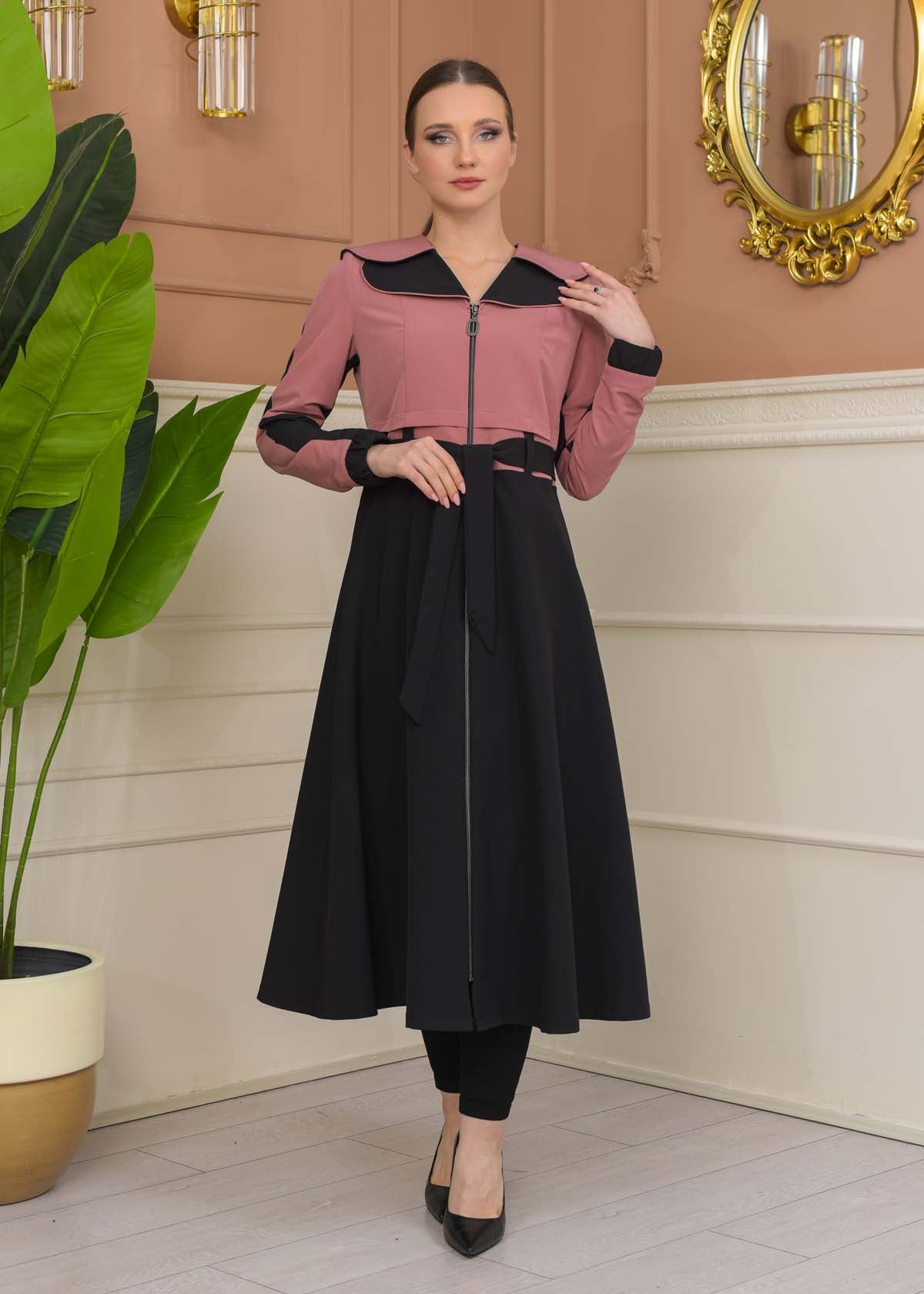 Damen Trenchcoat Frühling/Sommer Ausgestellt (Cloche) Koreanisches Parachute-Gewebe mit Stehkragen 1229 - Rosa