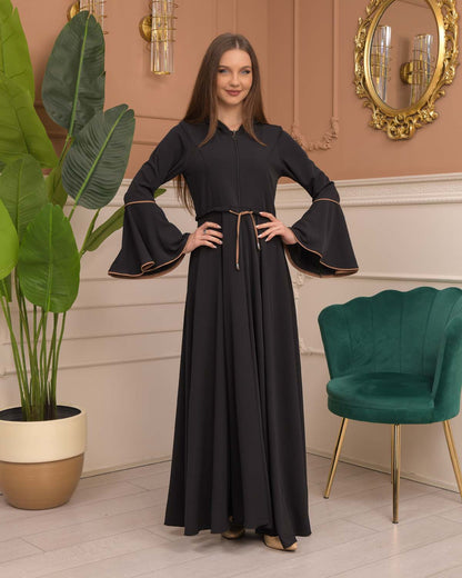 Hooded-Belted Brada Abaya 696 - Beige