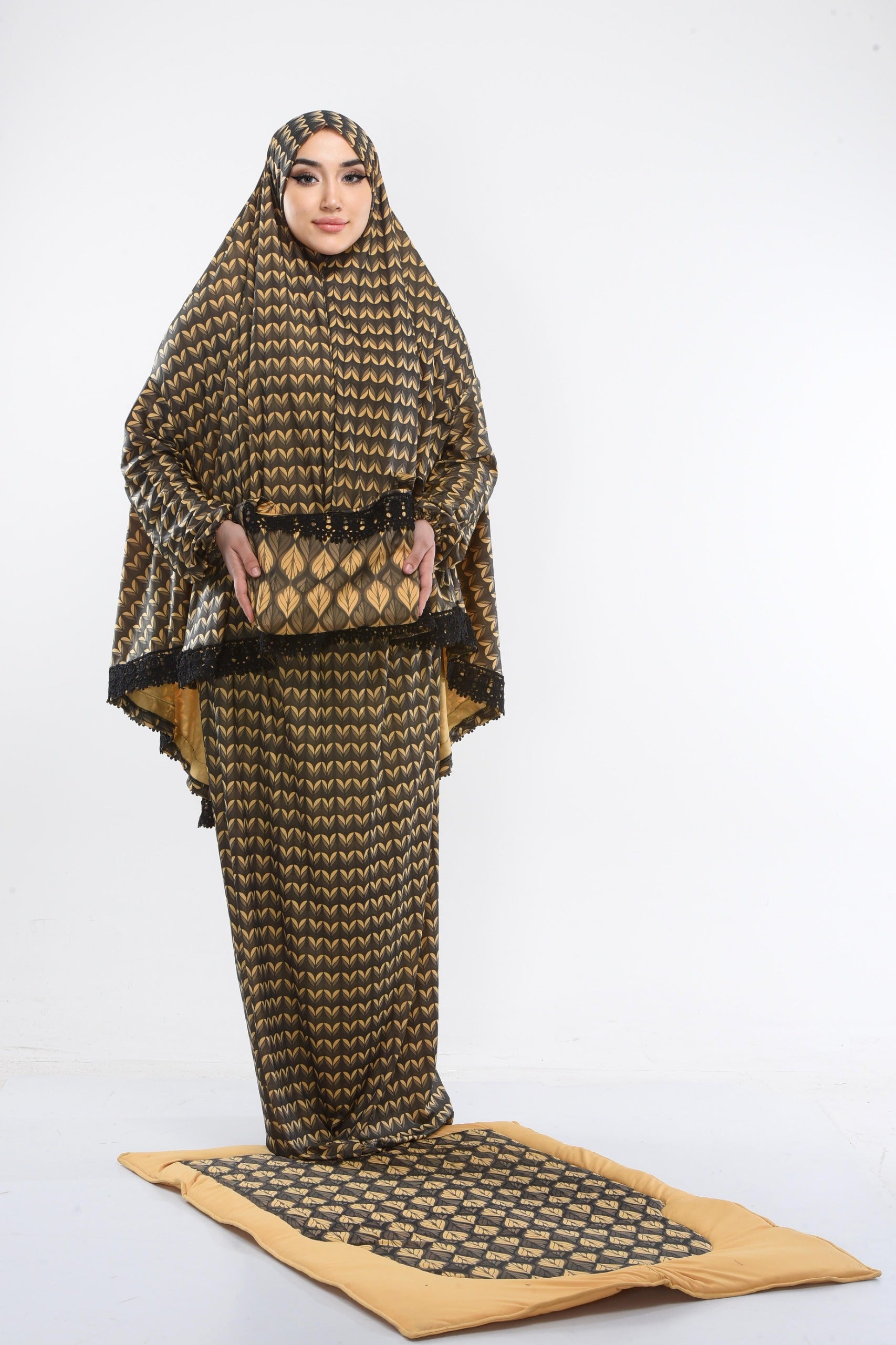 Sandy-Stoff Gebetsset mit gepolsterter Matte 701 - Gelb