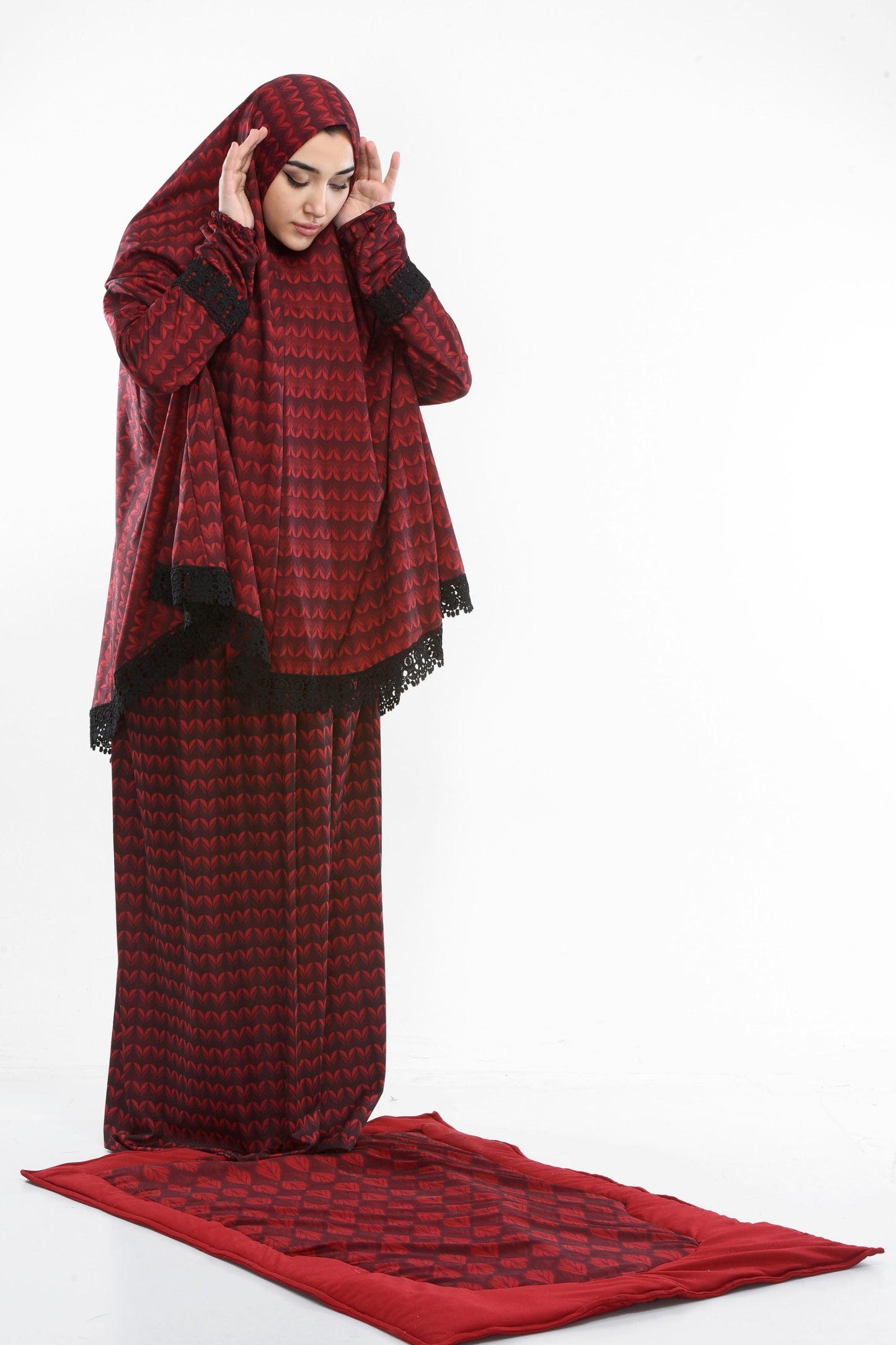 Sandy-Stoff Gebetsset mit gepolsterter Matte 701 - Bordeaux