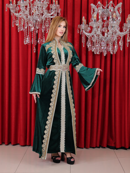Soft Velvet Korean Caftan - 4119 - Khaki