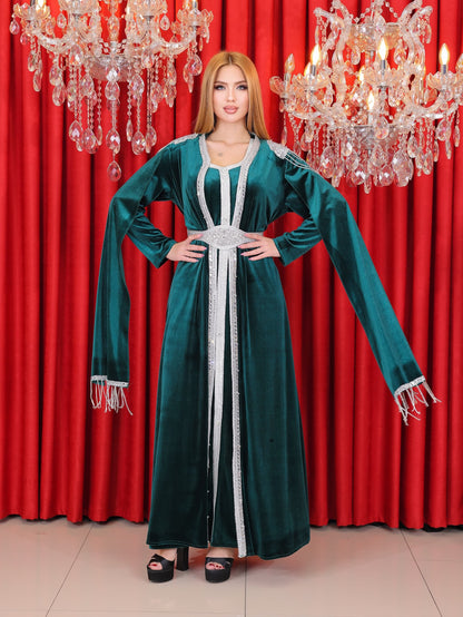 Königlicher Zweiteiliger Samt-Kaftan 4121 - Khaki