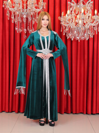Königlicher Zweiteiliger Samt-Kaftan 4121 - Khaki