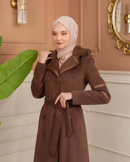 Womens Mohair Wool Trench Coat "Winter Elegance" - Code 1371 - Braun