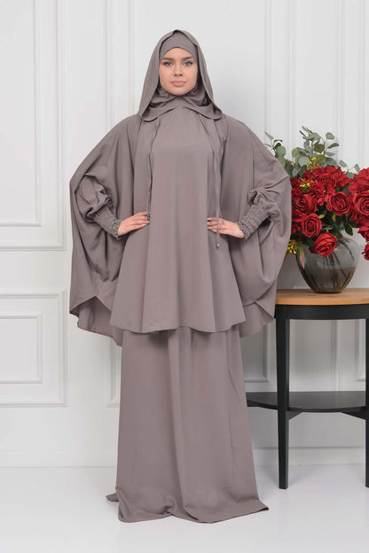Muslim Hijab Dresses For Women -Standard Size Hooded Veiled Sheet 824 - Hellbraun