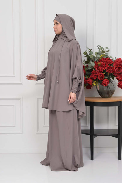Muslim Hijab Dresses For Women -Standard Size Hooded Veiled Sheet 824 - Hellbraun
