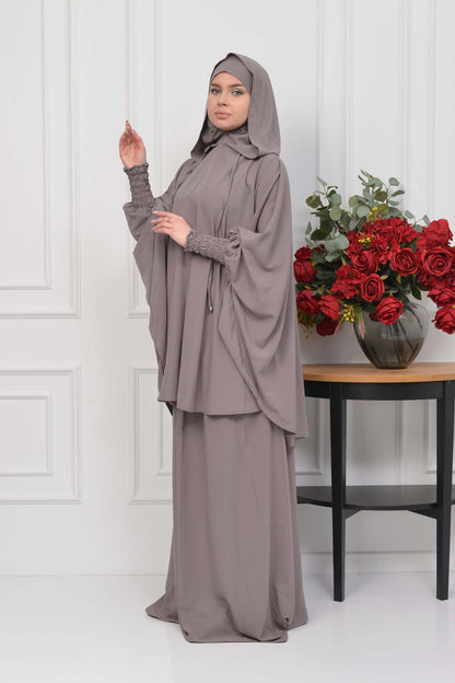 Muslim Hijab Dresses For Women -Standard Size Hooded Veiled Sheet 824 - Hellbraun