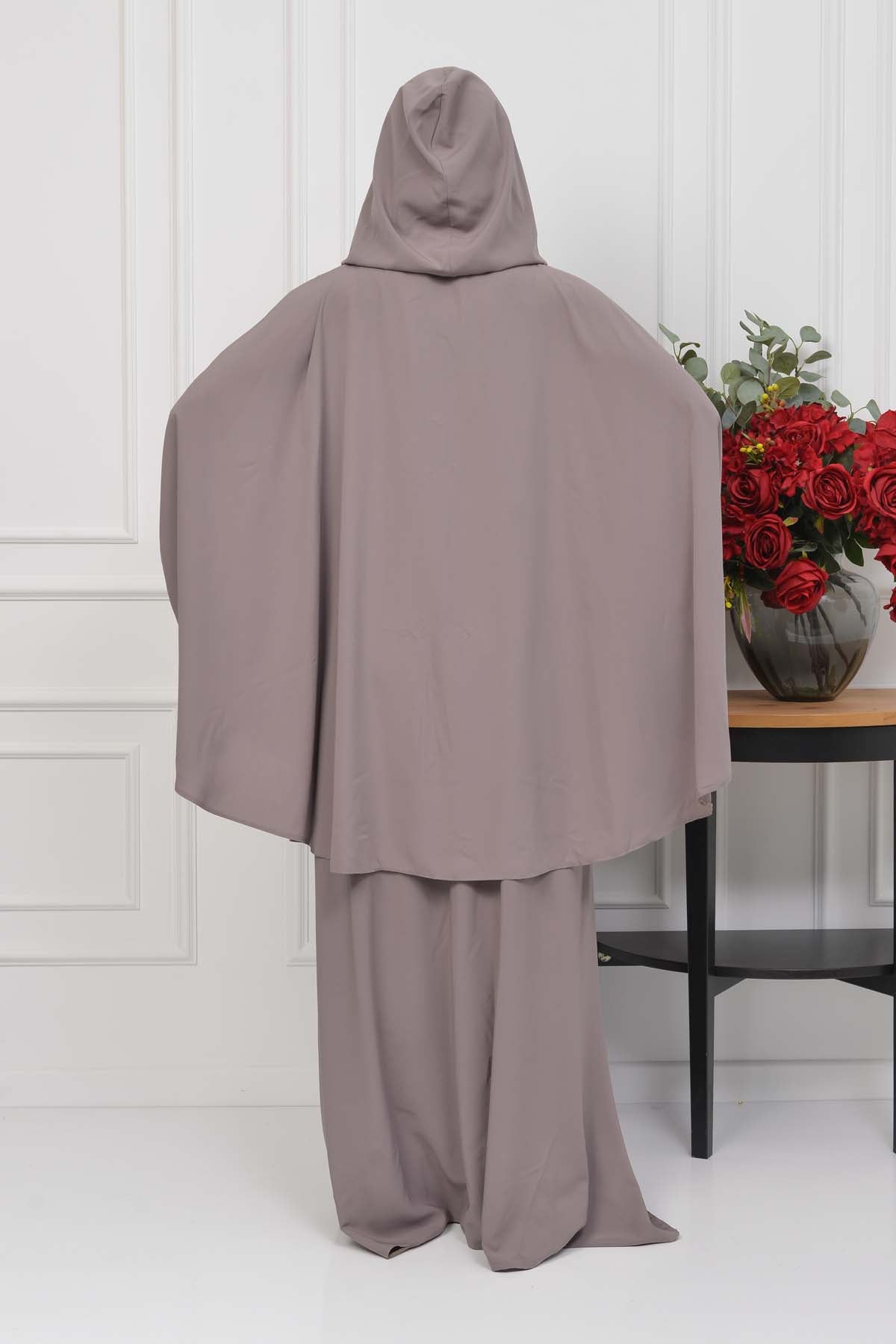 Muslim Hijab Dresses For Women -Standard Size Hooded Veiled Sheet 824 - Hellbraun