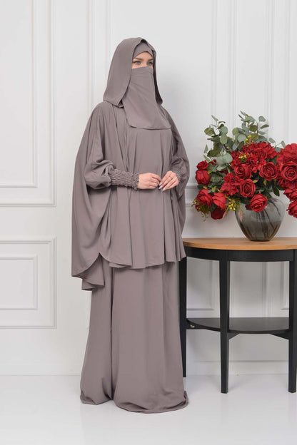 Muslim Hijab Dresses For Women -Standard Size Hooded Veiled Sheet 824 - Hellbraun