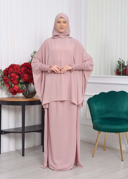 Muslim Hijab Dresses For Women -Standard Size Hooded Veiled Sheet 824 - Rosa