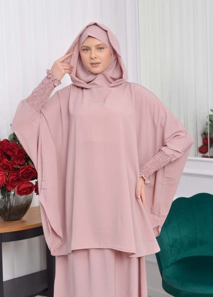 Muslim Hijab Dresses For Women -Standard Size Hooded Veiled Sheet 824 - Rosa