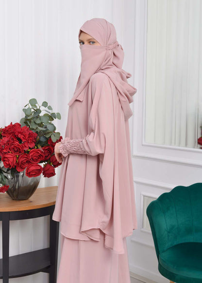 Muslim Hijab Dresses For Women -Standard Size Hooded Veiled Sheet 824 - Rosa