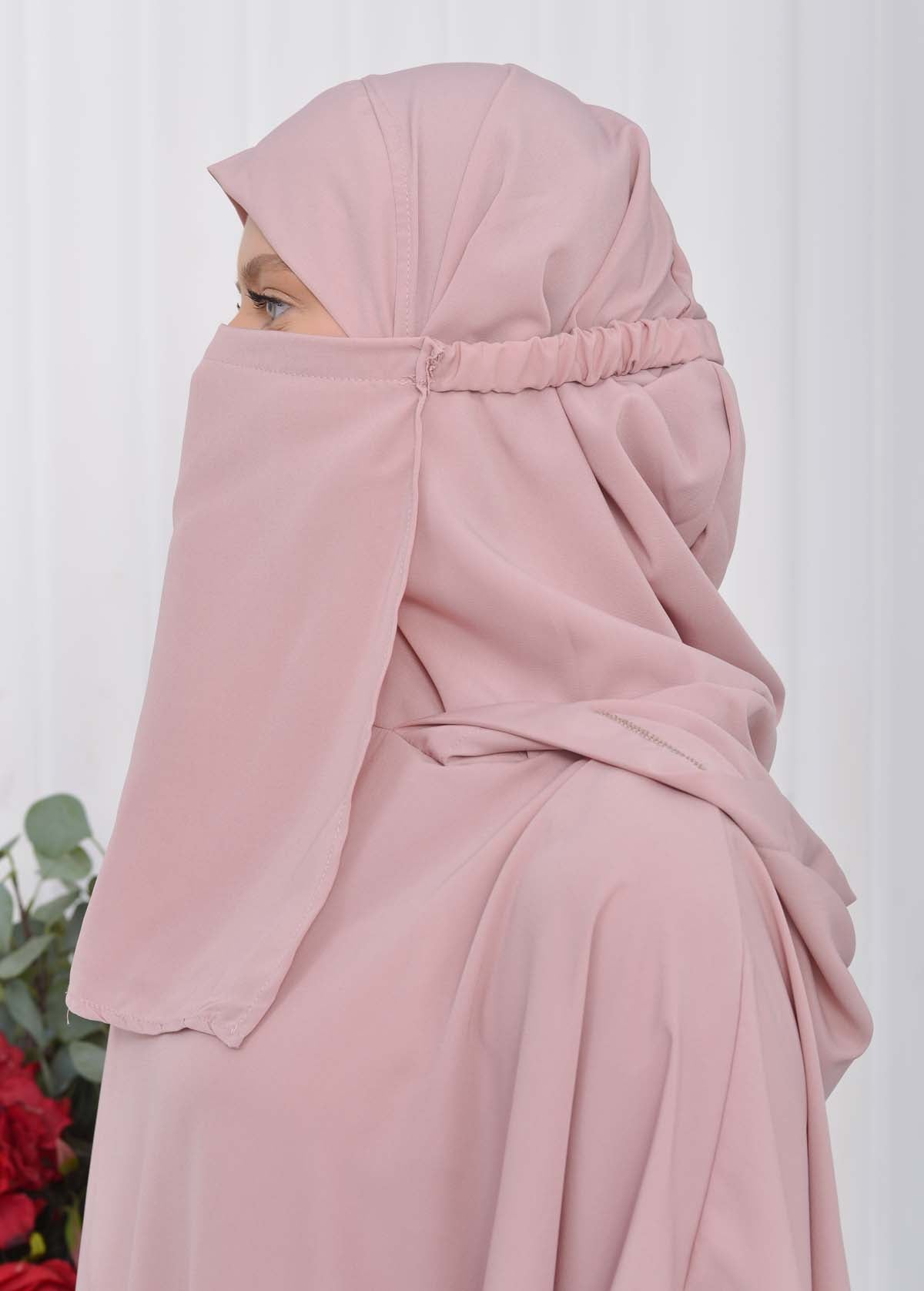Muslim Hijab Dresses For Women -Standard Size Hooded Veiled Sheet 824 - Rosa