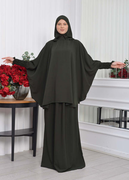 Muslim Hijab Dresses For Women -Standard Size Hooded Veiled Sheet 824 - Dunkelkhaki
