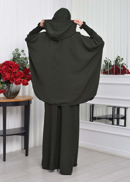 Muslim Hijab Dresses For Women -Standard Size Hooded Veiled Sheet 824 - Dunkelkhaki