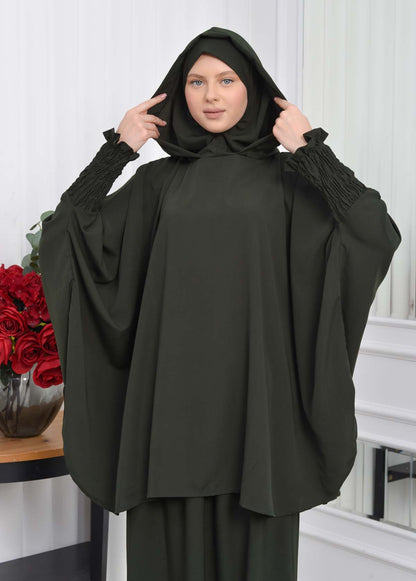 Muslim Hijab Dresses For Women -Standard Size Hooded Veiled Sheet 824 - Dunkelkhaki