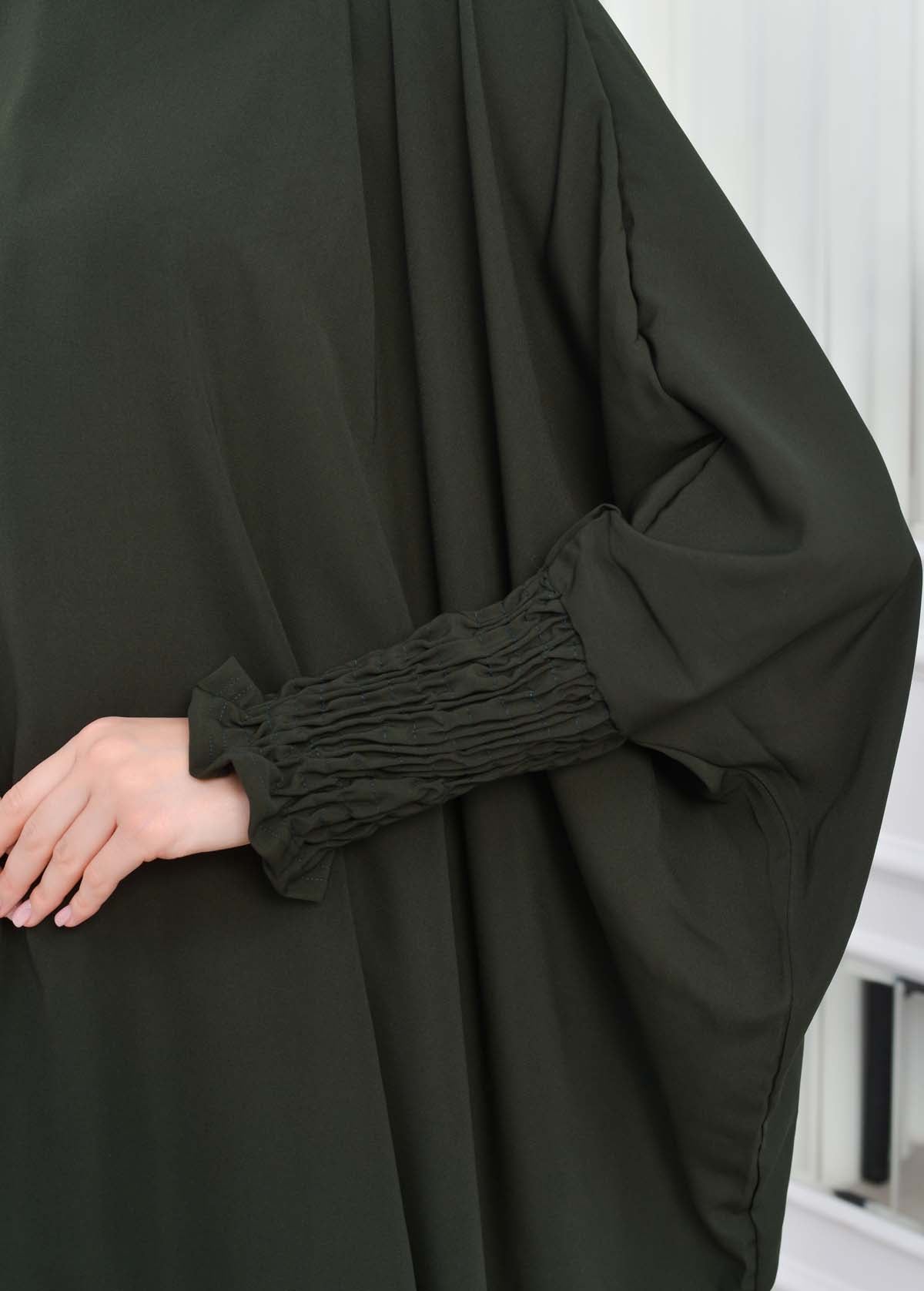 Muslim Hijab Dresses For Women -Standard Size Hooded Veiled Sheet 824 - Dunkelkhaki