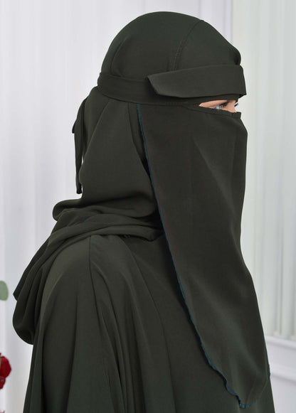 Muslim Hijab Dresses For Women -Standard Size Hooded Veiled Sheet 824 - Dunkelkhaki