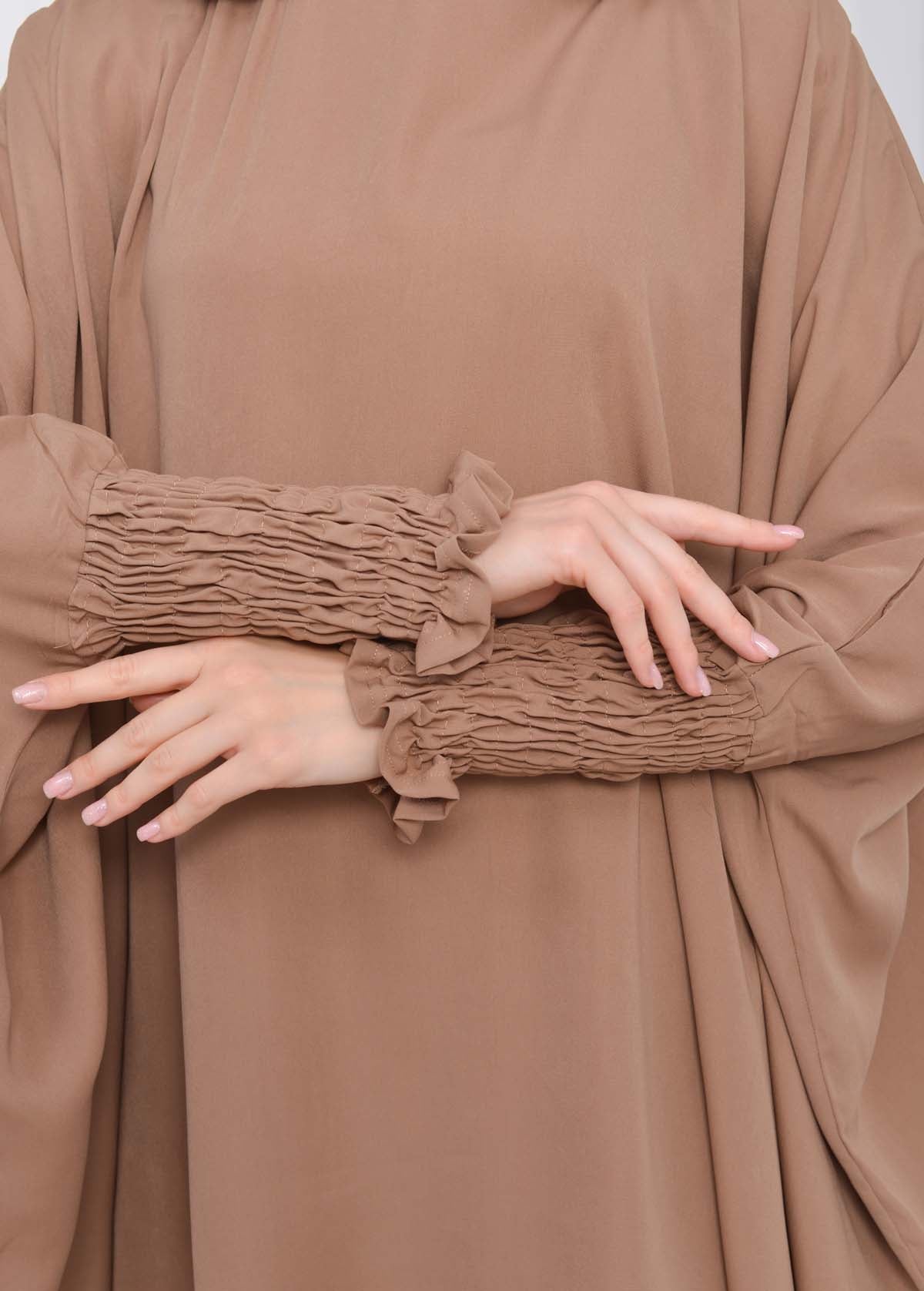 Muslim Hijab Dresses For Women -Standard Size Hooded Veiled Sheet 824 - Tahini