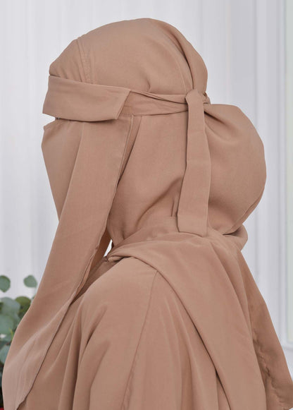 Muslim Hijab Dresses For Women -Standard Size Hooded Veiled Sheet 824 - Tahini